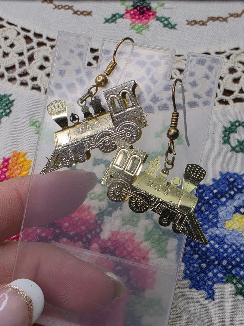 Gold Train Engine Dangle Earrings – Kids Accessories
